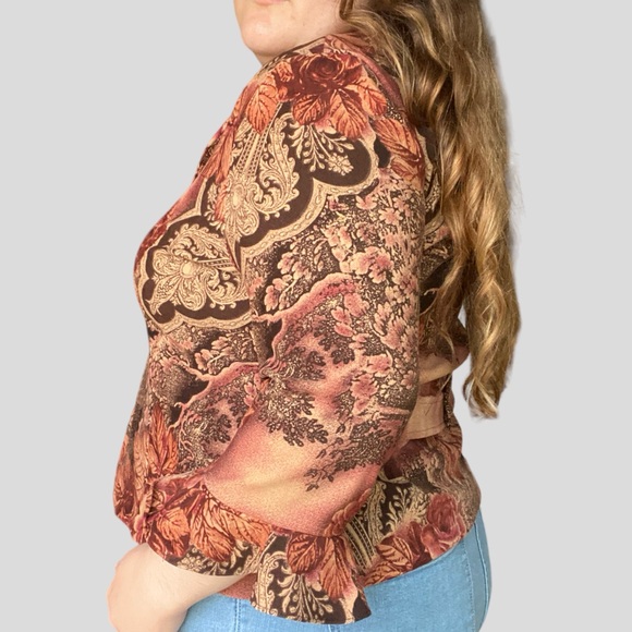 Vintage y2k grunge fairy earthy roses frilly sleeves collared blazer - Picture 6 of 6